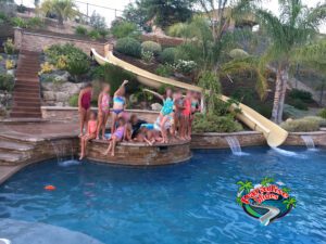 residential water slides, pool slide, swimming pool slide
