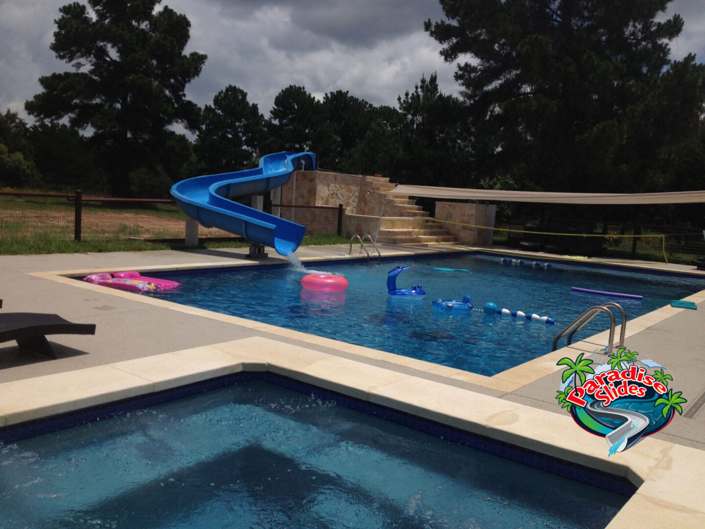Water Slide, Pool Slide Color Blue