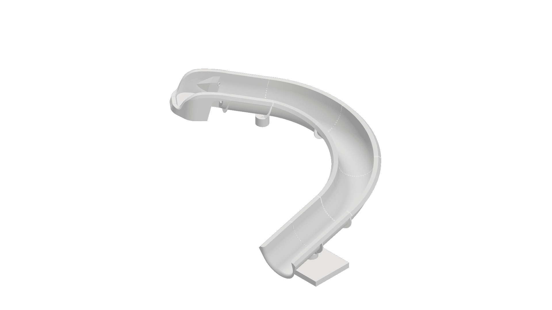 Paradise Slides PS30R-S installation drawing showing right-turn open-flume pool slide layout, dimensions, support brackets, water outlets, and splashdown requirements