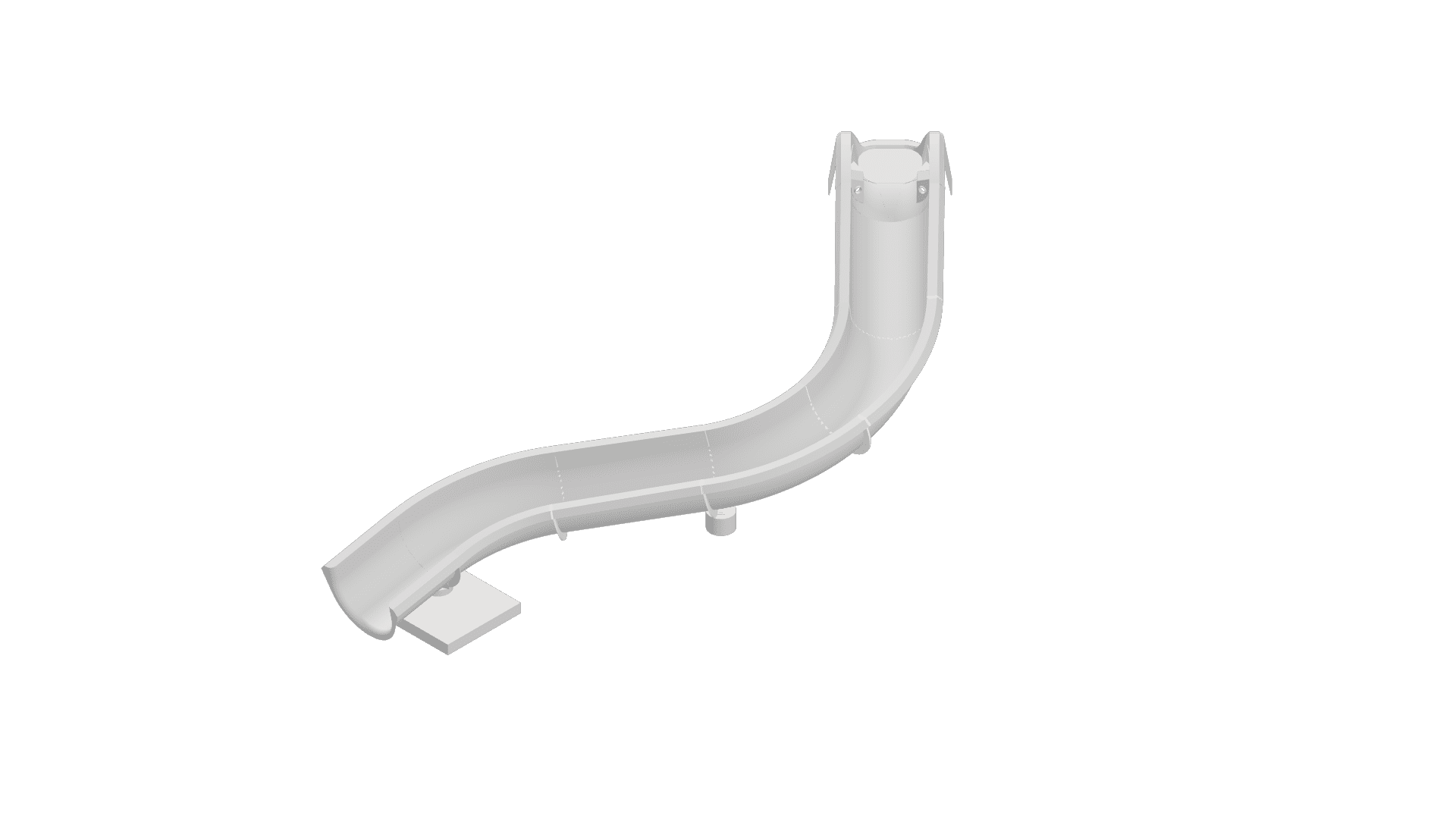 Custom PS34R-S fiberglass pool slides 3D model by Paradise Slides showing the sleek curved design for inground backyard pools