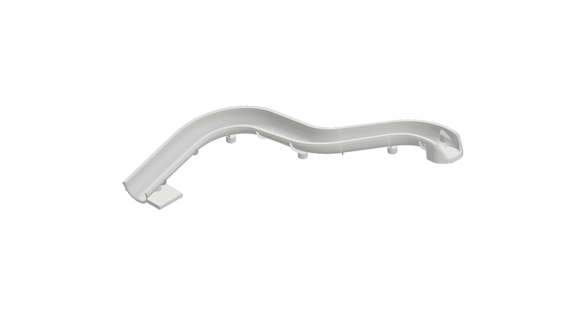 Custom PS45L-S fiberglass pool slide 3D model by Paradise Slides showing the sleek curved design for inground backyard pools